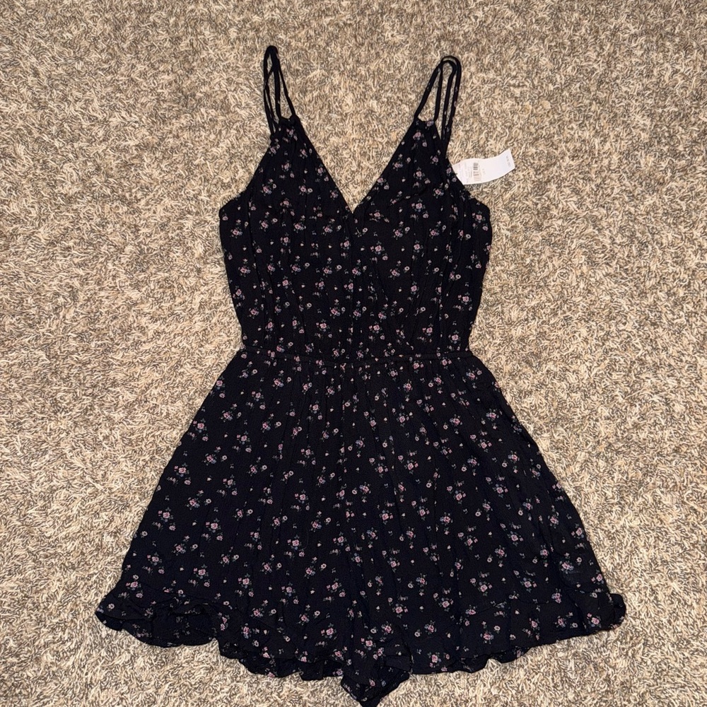 NEW American Eagle Floral Navy Blue Romper